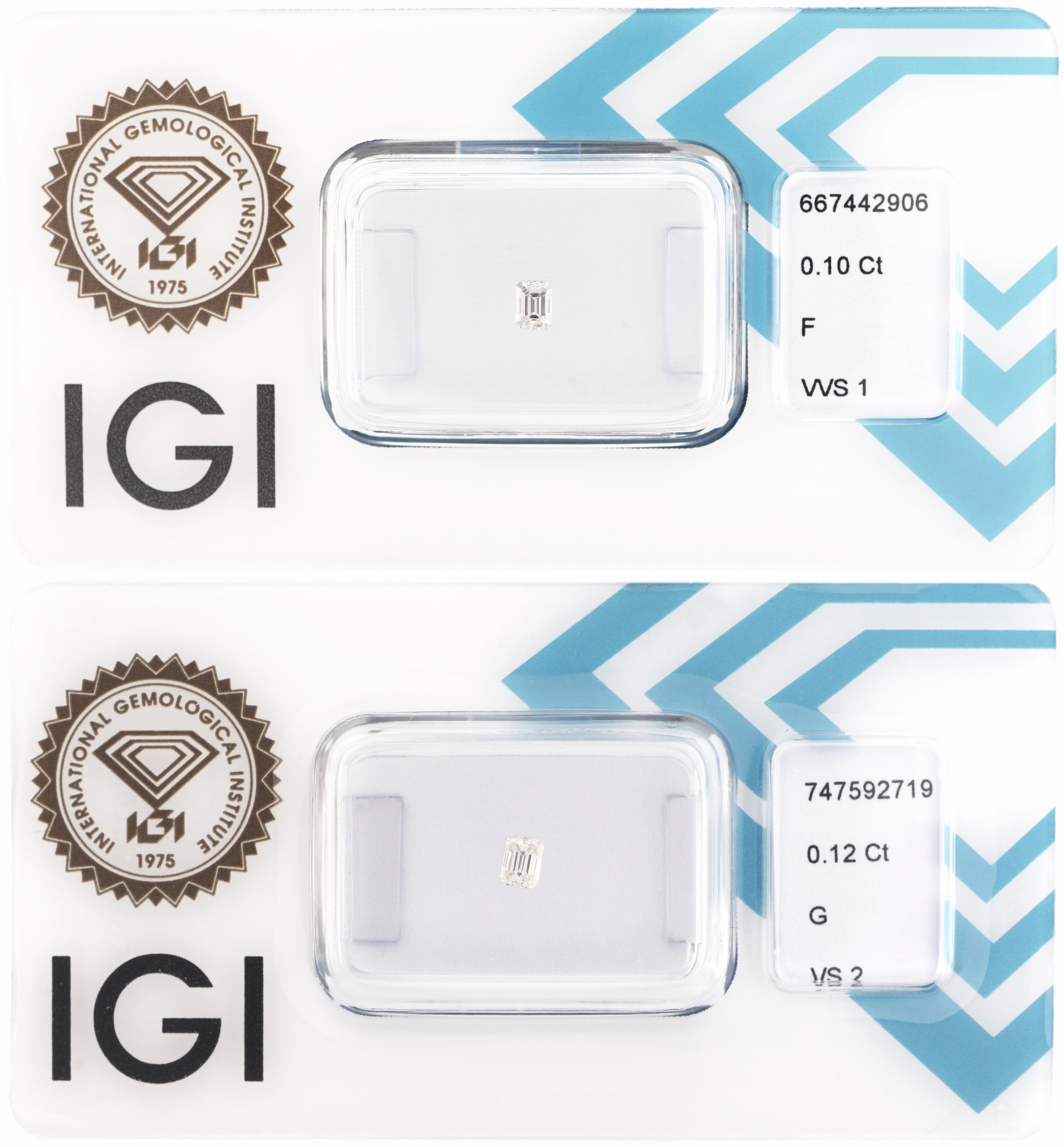 Image 27120645 - Lot 2 lose Diamanten, Emerald Cut, 1 x 0.12 ctfeines Weiß(G)/vs2, 1 x 0.10 ct feines ...
