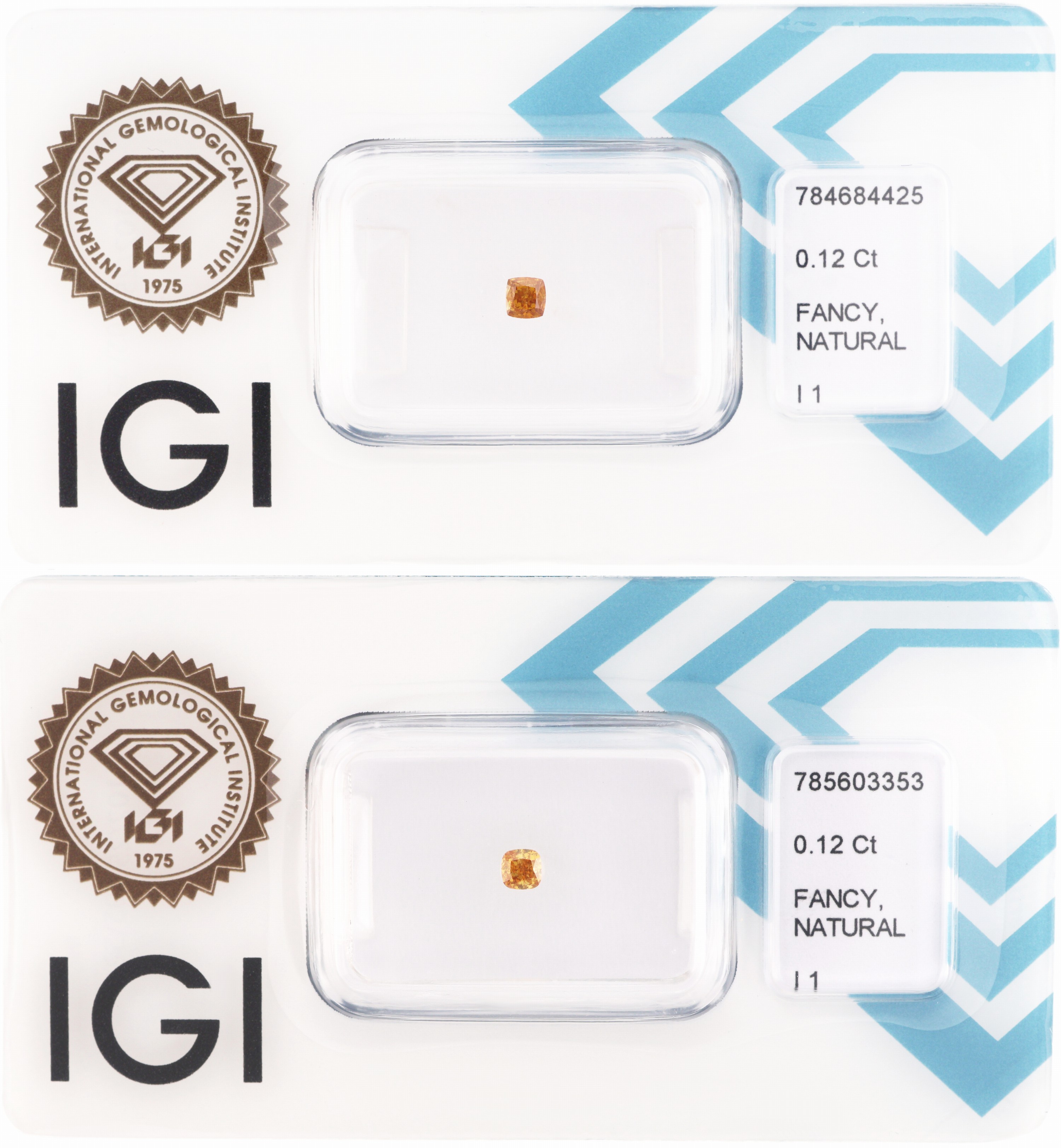 Image 27120648 - Lot 2 lose Diamanten, 1 x Square Cushion Cut 0.12 ct und 1 x 0.12 ct Cushion Cut, jew. ...