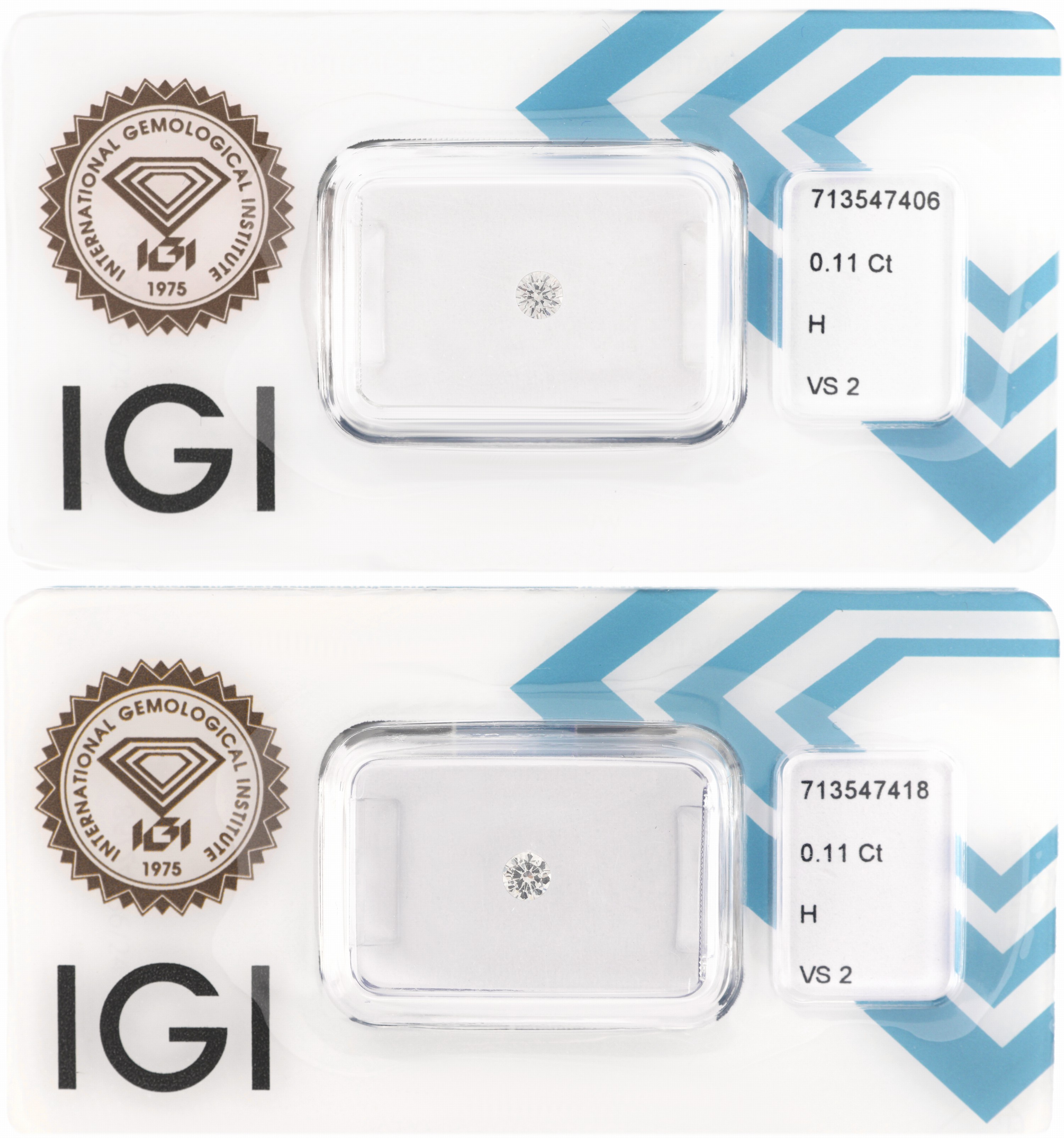 Image 27120649 - Lot 2 lose Brillanten, jew. 0.11 ct Weiß/vs2, eingeschweißt, IGI-Expertisen anbei