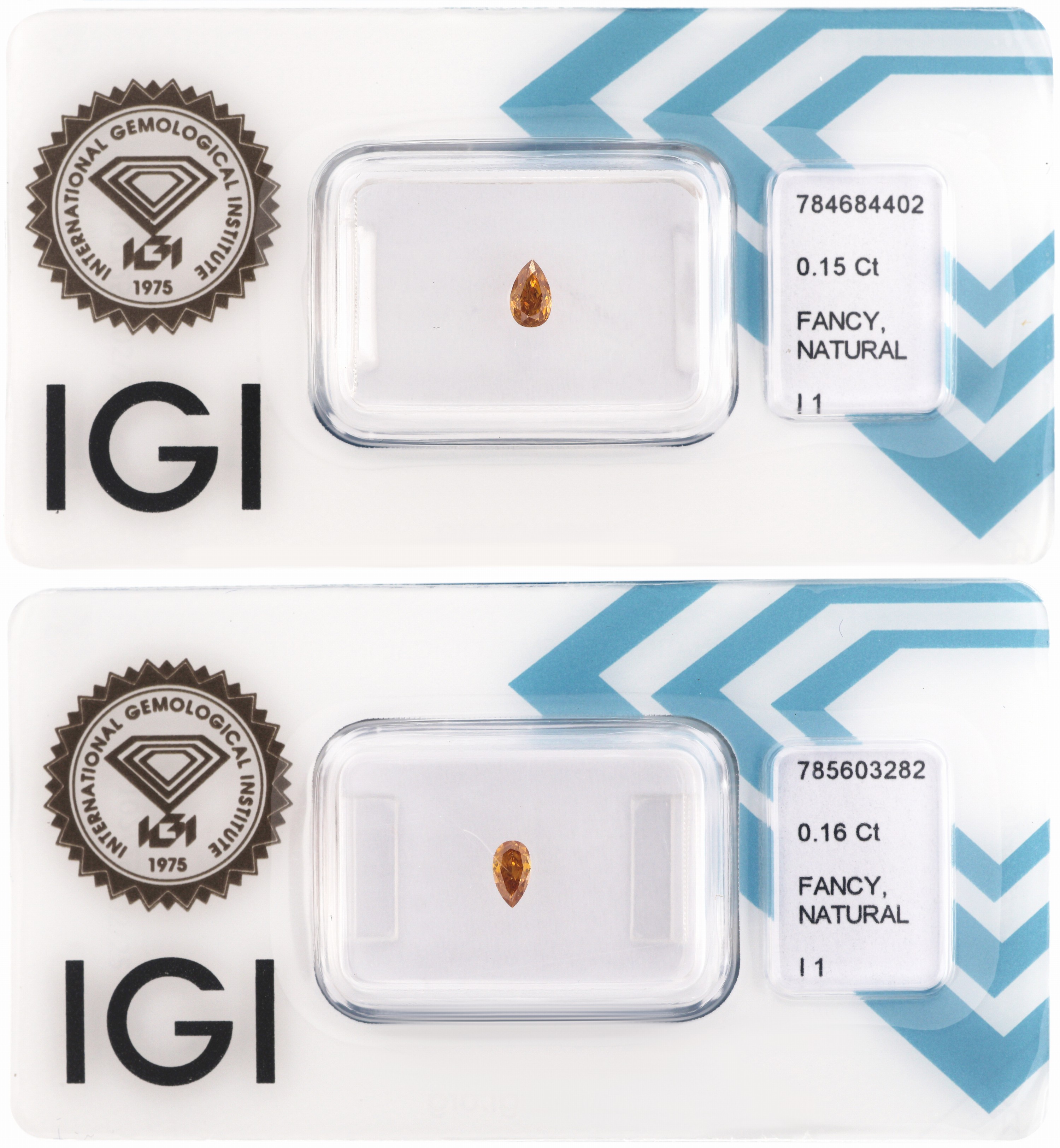 Image 27120653 - Lot 2 lose Diamanten, facett. Tropfen, 1 x 0.15 ct Natural Fancy Intense Yellowish ...
