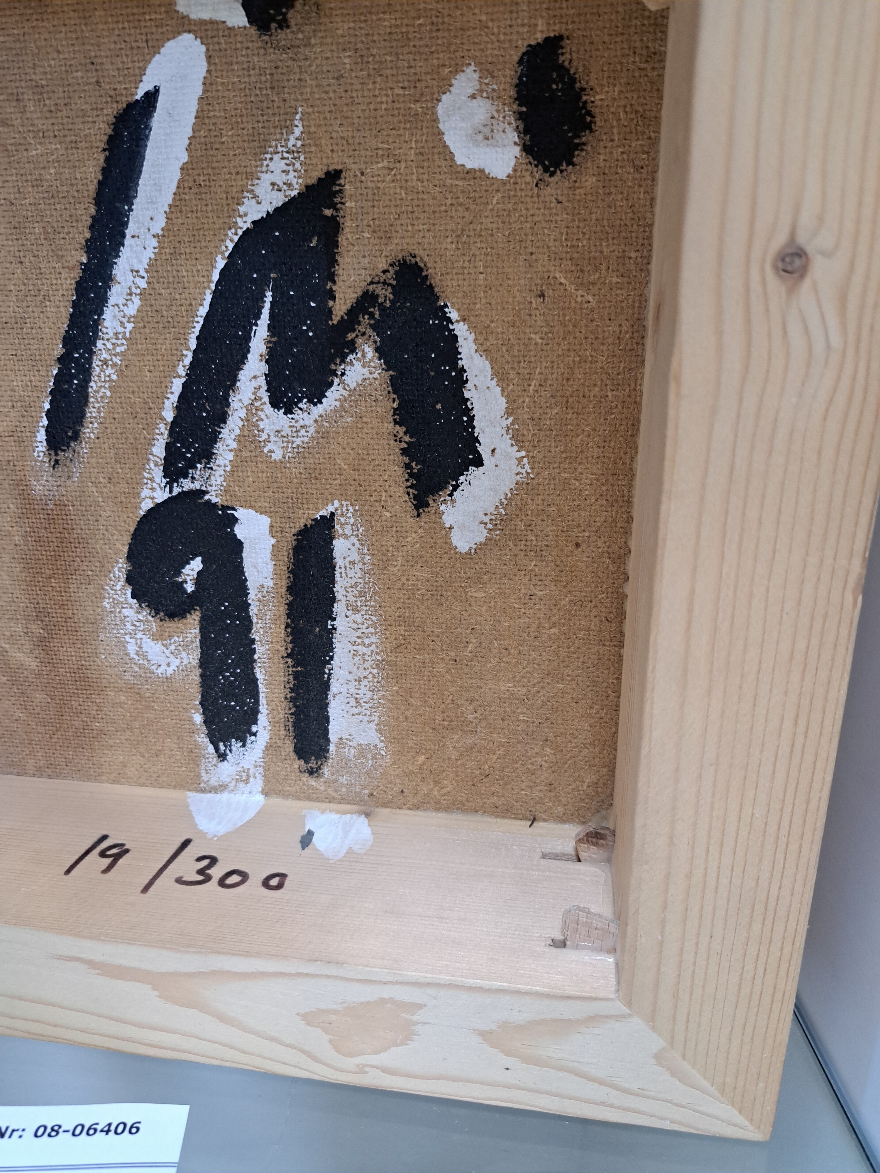 Detail c: Imi Knoebel, geb. 1940 Dessau, Hartfaserquadrat (Ehre an Kasimir Malewitsch),1991, Ed. 19/300, Hartfaserplatte auf Holzrahmen, verso S/W in Acryl ...