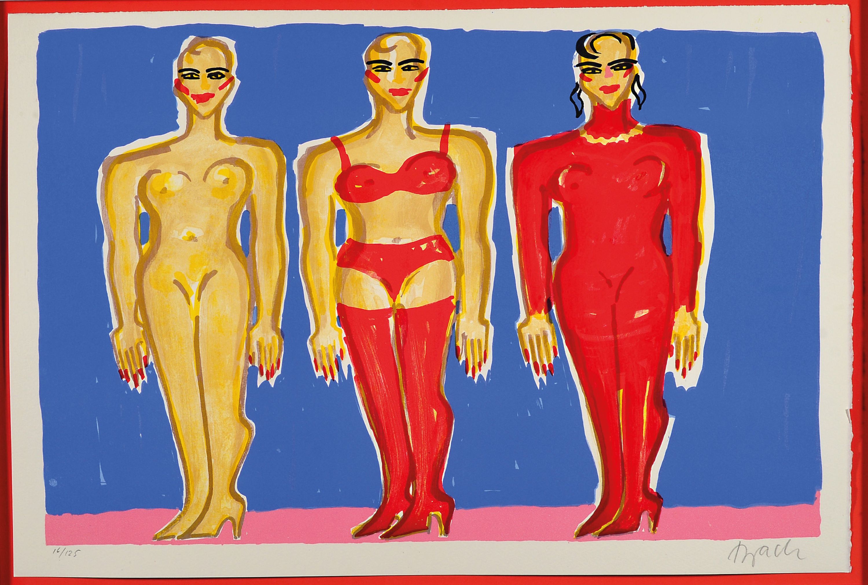 Image 27120681 - Elvira Bach, geb. 1951, Lithographie, ´Anziehend´, handsigniert, Ed. 16/125, Blatt ca. ...