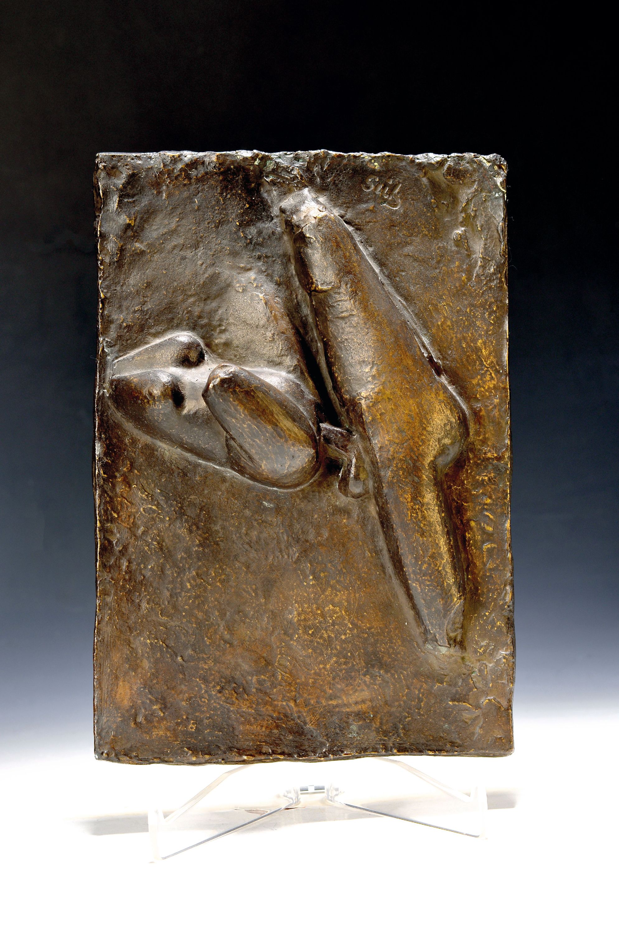 Image 27120690 - Gustav Seitz, 1906 Mannheim-1969 Hamburg, Bronzerelief, ´Delta´, 1966, Bronze braun ...
