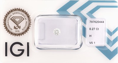 Image Loose brilliant 0.27 ct , Wesselton(H)/vs1, sealed, IGI-expertise attached