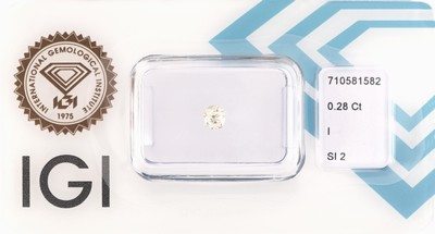 Image Loser Diamant 0.28 ct l.get.Weiß(I)/si2, Cushion Antique Brillant, eingeschweißt, IGI- ...