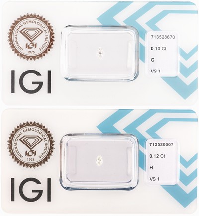 Image Lot 2 loose diamond-marquises , 1 x 0.12 ct Wesselton/vs1, 1 x 0.10 ct Top Wesselton ...