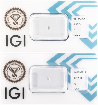 Image Lot 2 lose Diamanten, Emerald Cut, 1 x 0.12 ctfeines Weiß(G)/vs2, 1 x 0.10 ct feines ...
