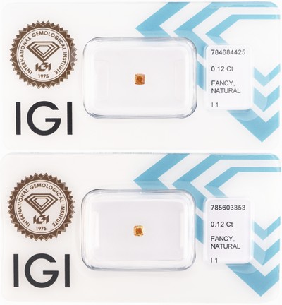 Image Lot 2 lose Diamanten, 1 x Square Cushion Cut 0.12 ct und 1 x 0.12 ct Cushion Cut, jew. ...