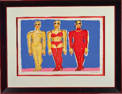 27120681k - Elvira Bach, geb. 1951, Lithographie, ´Anziehend´, handsigniert, Ed. 16/125, Blatt ca. ...