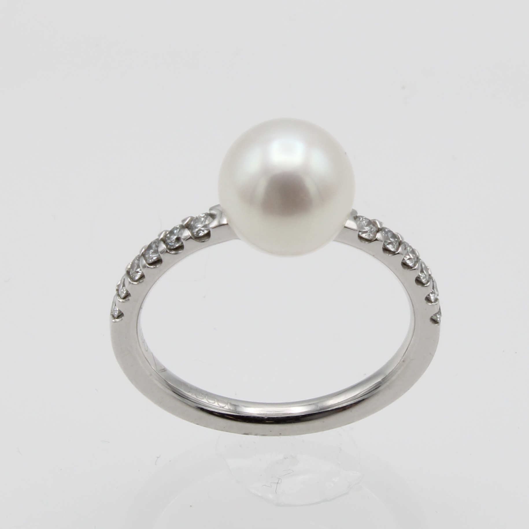 Image 27120710 - Ring mit Süßwasserzuchtperle und Brillanten, WG 750/000, weiße Perle ca. 8.5 mm, ...