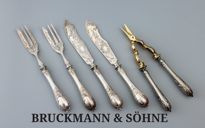 Image Fish cutlery for 6 persons, german, Bruckmann & Söhne, approx. 1910 , 800 silver, ...