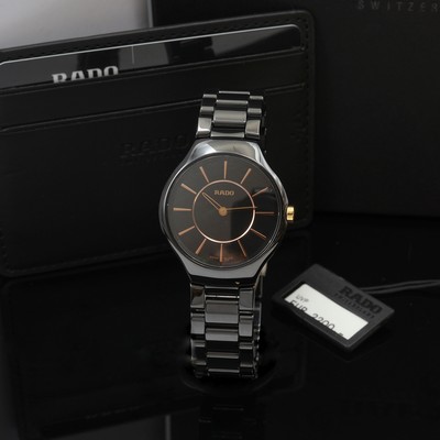 Image RADO True Thinline ladies wristwatch reference R27742152, quartz, ceramic case including ...