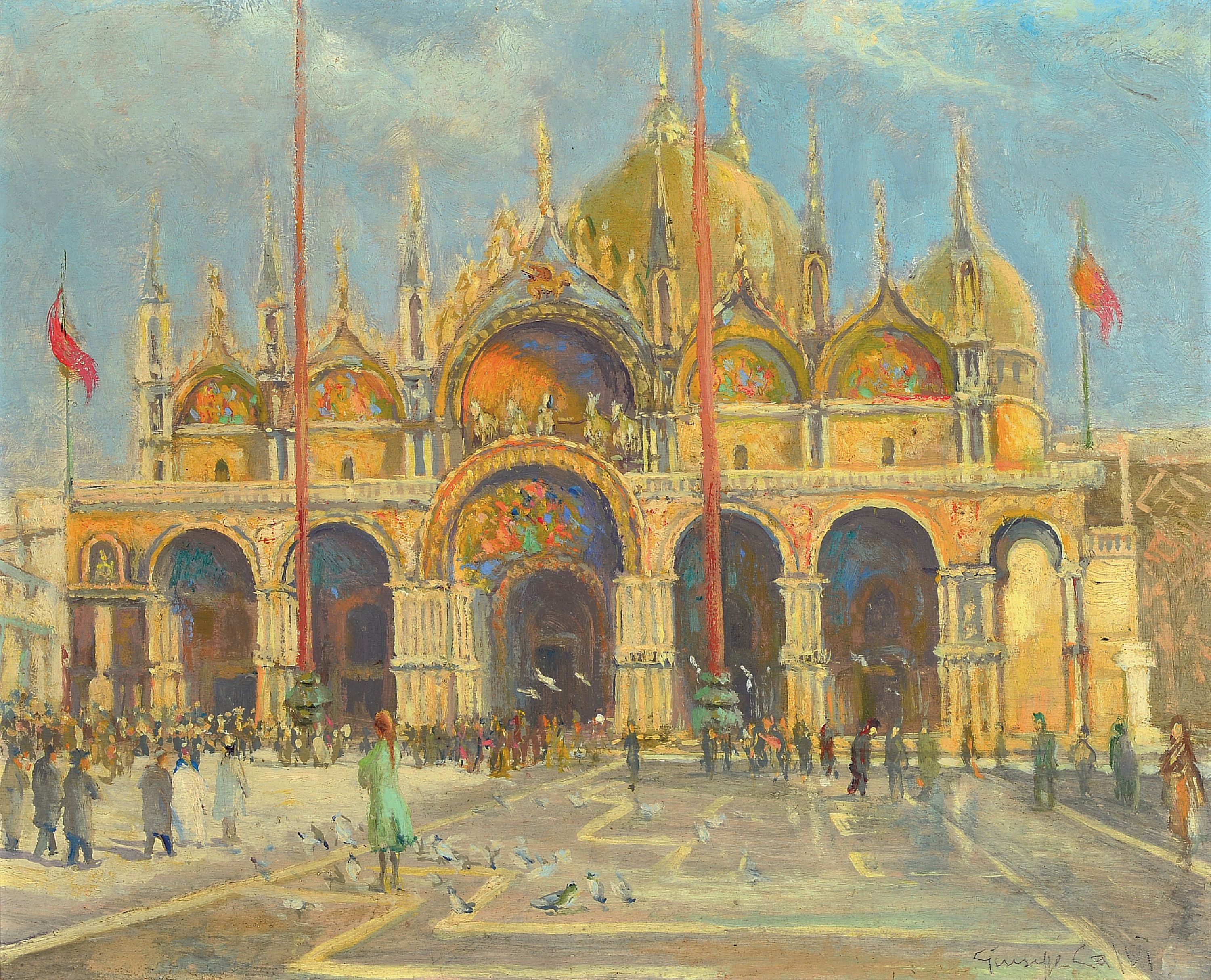 Image 27121152 - Giuseppe Calvi, 1895 Mailand-1983 Alassio-Savona, Ansicht aus Venedig, Piazza San Marco ...