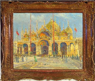 27121152k - Giuseppe Calvi, 1895 Mailand-1983 Alassio-Savona, Ansicht aus Venedig, Piazza San Marco ...