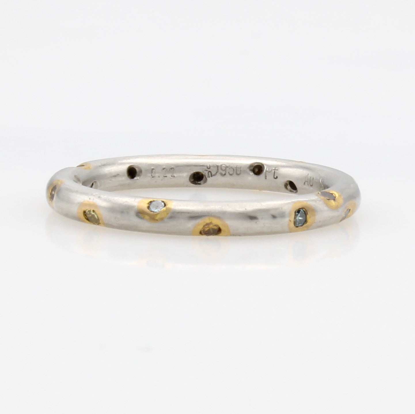 Image 27121323 - Ring mit Diamanten, Platin 950/000 u. GG 750/000, Schiene rundum bes. m. 14 Diam. zus. ...