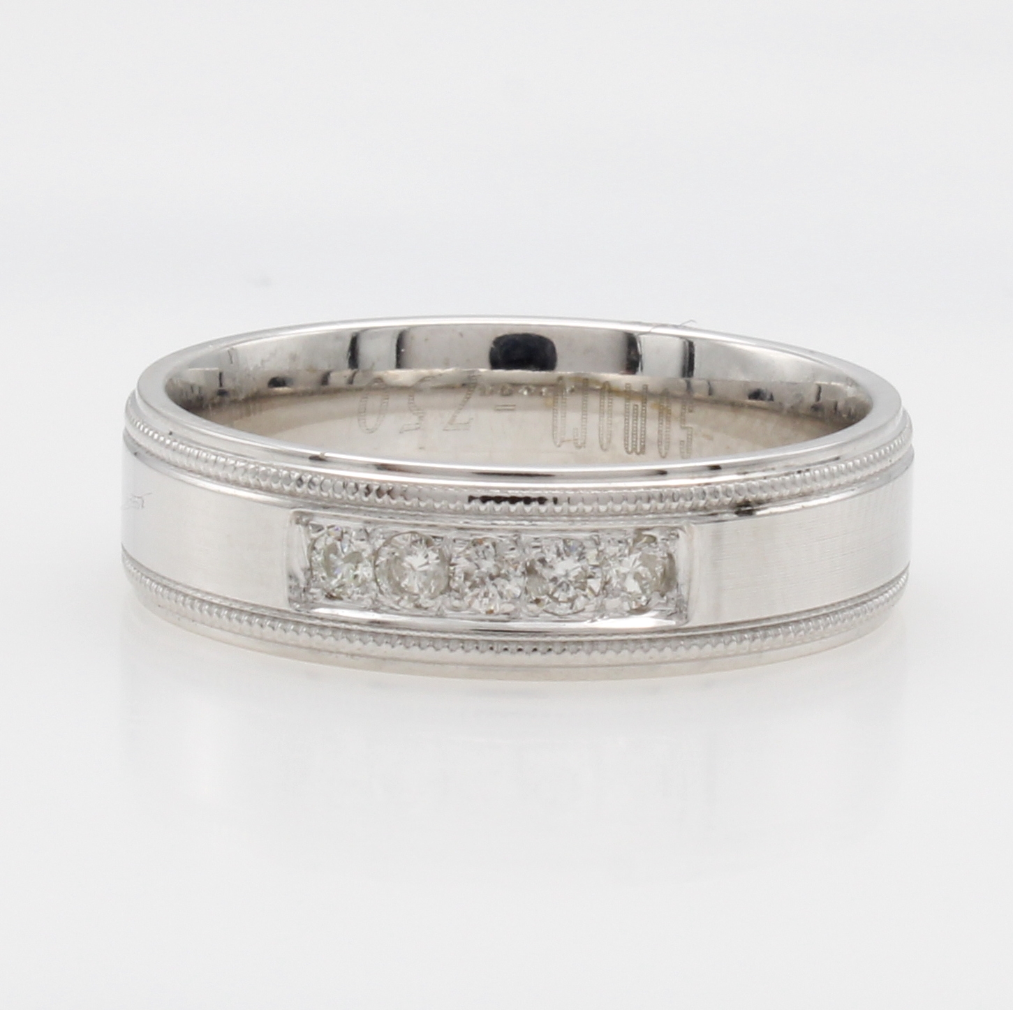 Image 27121329 - Ring mit Brillanten, WG 750/000, 5 Brill. zus. ca. 0.35 ct feines Weiß/vs, m. Randver- ...