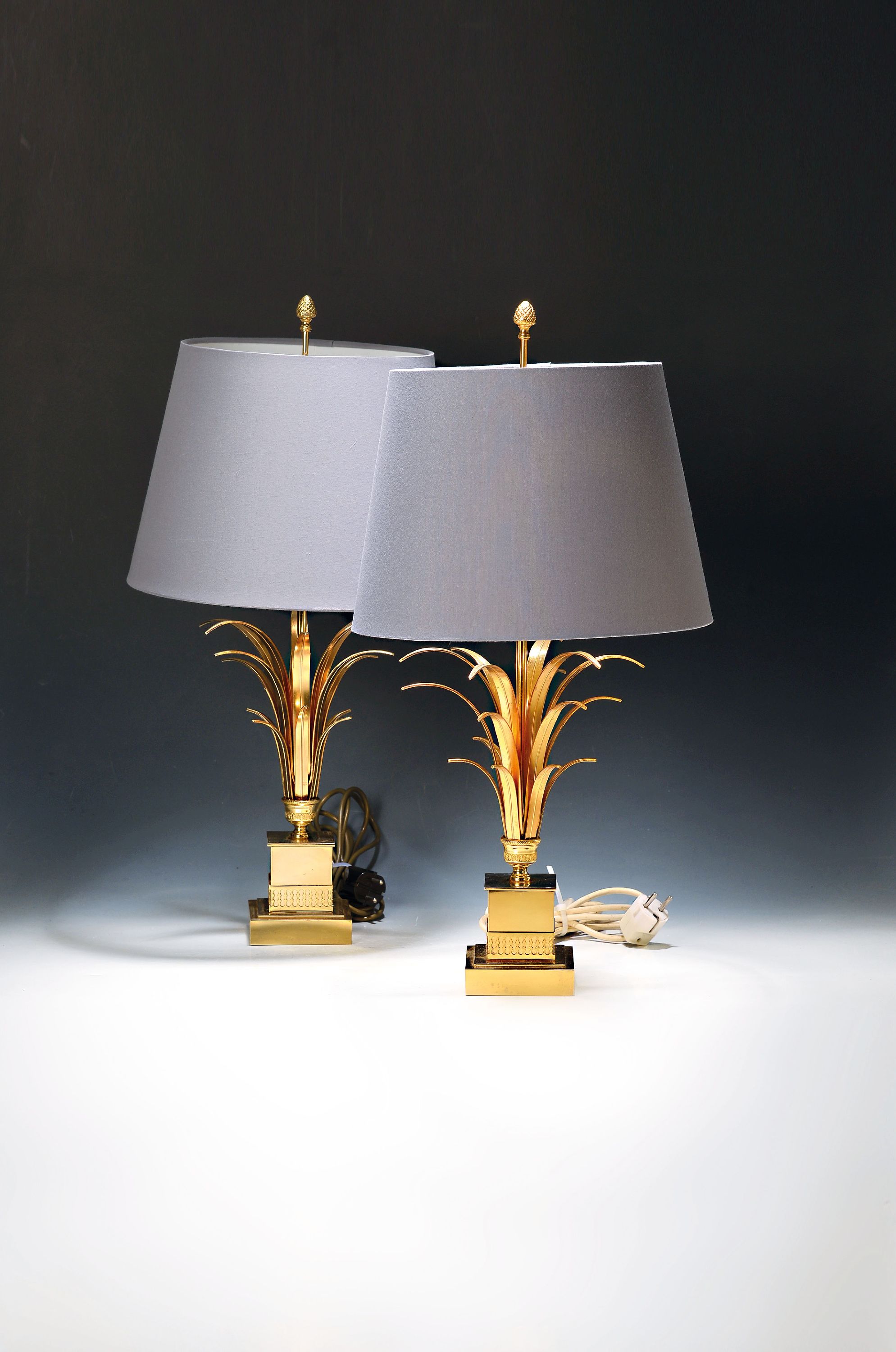 Image 27121361 - Paar Tischlampen, 20. Jh., im Stil Maison Charles Paris, Messing poliert, mit ...