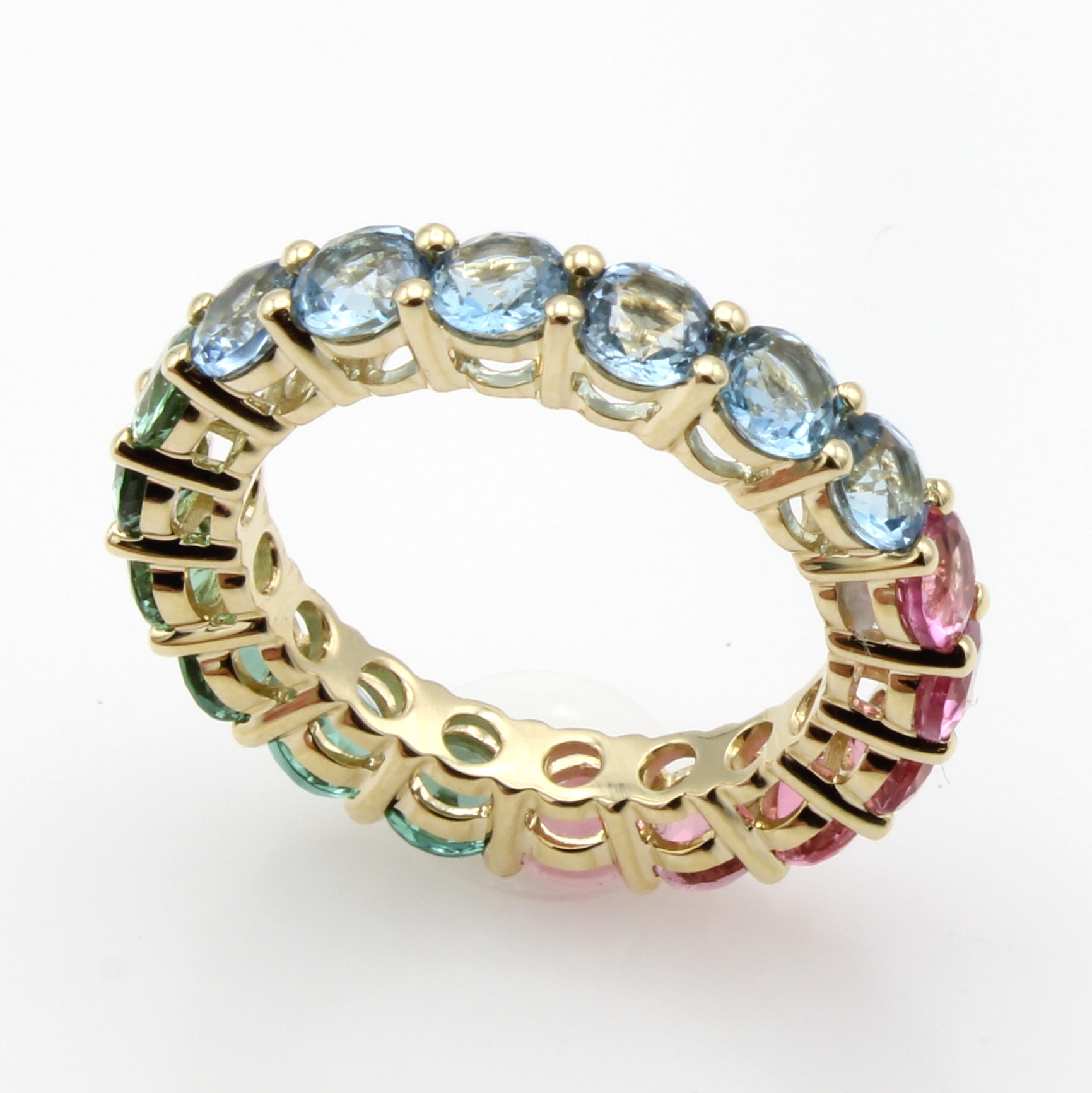 Image 27121397 - Ring mit Farbsteinen, GG 585/000, Aquama- rine u. Turmaline zus. ca. 4.46 ct, RW ca. 55 ...