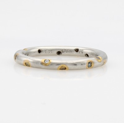 Image Ring mit Diamanten, Platin 950/000 u. GG 750/000, Schiene rundum bes. m. 14 Diam. zus. ...