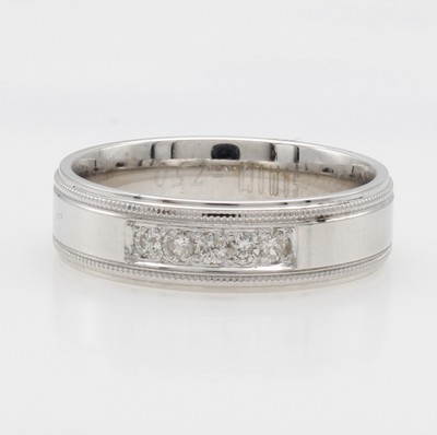 Image Ring mit Brillanten, WG 750/000, 5 Brill. zus. ca. 0.35 ct feines Weiß/vs, m. Randver- ...