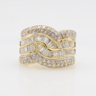 Image Ring mit Diamanten und Brillanten, GG 750/ 000, Diam. im Trapezschliff u. Brill. zus. ...
