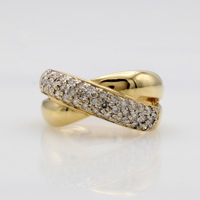 Image Ring mit Diamanten, GG/WG 585/000, Diam. zus. ca. 0.56 ct feines Weiß/vs, überkreuztes ...