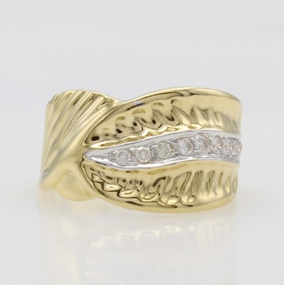 Image Ring mit Brillanten, GG/WG 750/000, z.T. gerieft, Brill. zus. ca. 0.09 ct get./si, RW ...