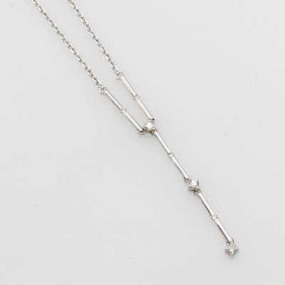Image Collier mit Diamanten, WG 750/000, 3 Diam. zus. ca. 0.10 ct Weiß/si-p, in L. ca. 41 u. ...