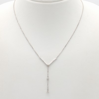 27121351a - Collier mit Diamanten, WG 750/000, 3 Diam. zus. ca. 0.10 ct Weiß/si-p, in L. ca. 41 u. ...
