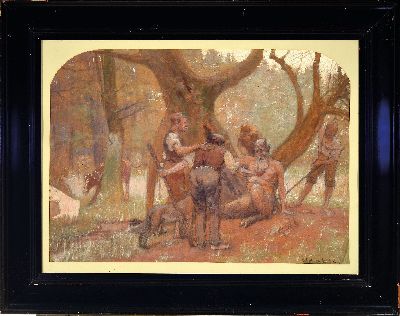 27121376k - Robert Panitzsch, 1879 Fürstenberg/Havel-1949 Kopenhagen, Pastell, ´Der Teufel im Wald´ ...