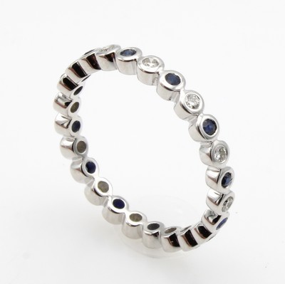 Image Ring mit Brillanten und Saphiren, WG 585/000, 12 Brill. zus. ca. 0.21 ct feines ...