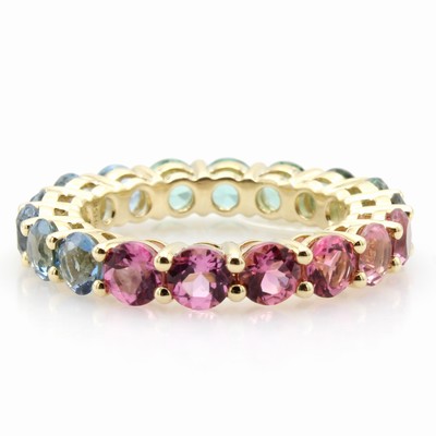 27121397a - Ring mit Farbsteinen, GG 585/000, Aquama- rine u. Turmaline zus. ca. 4.46 ct, RW ca. 55 ...