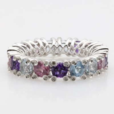 Image Ring mit Farbsteinen und Brillanten, WG 750/000, Aquamarine, Amethyste u. Spinelle zus. ...