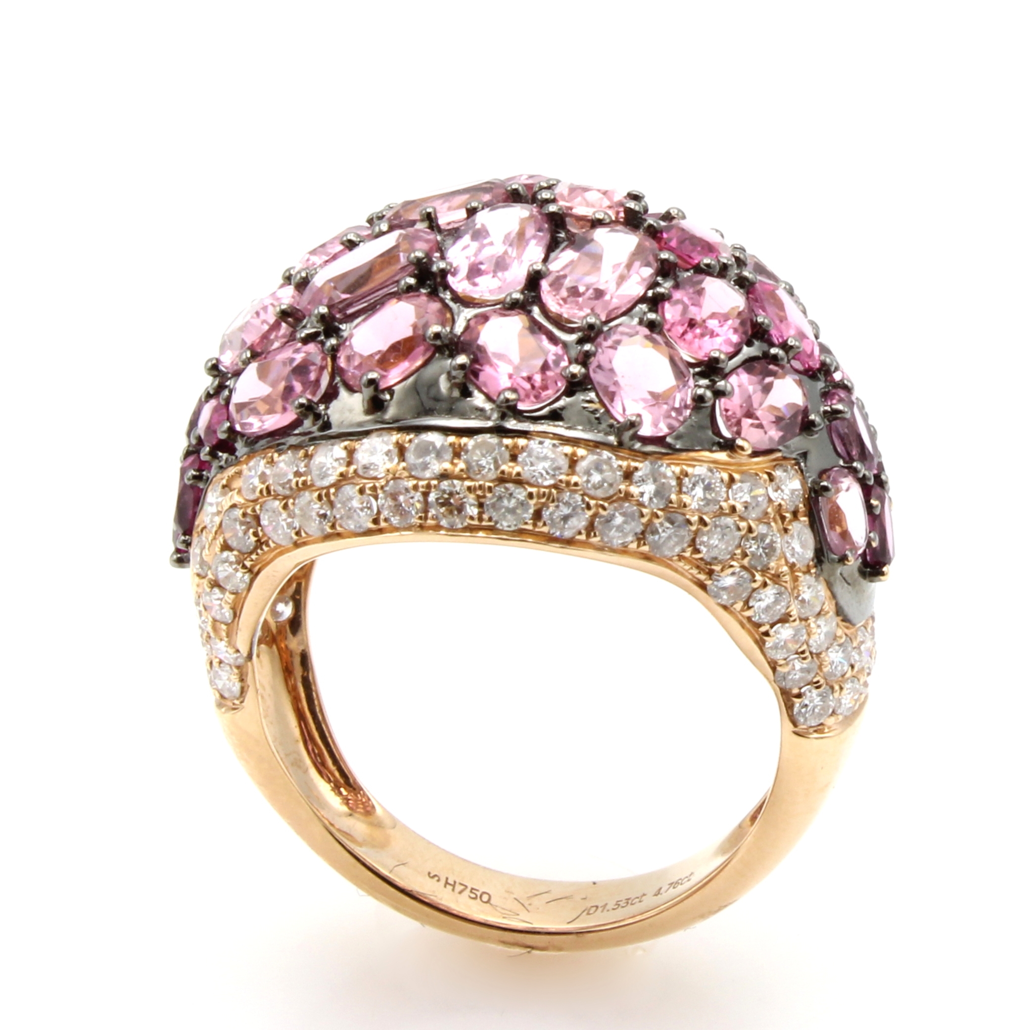 Image 27121415 - Ring mit Turmalinen und Brillanten, RoséG 750/000, z.T. ruthiniert, 92 Brill. zus. ca. ...