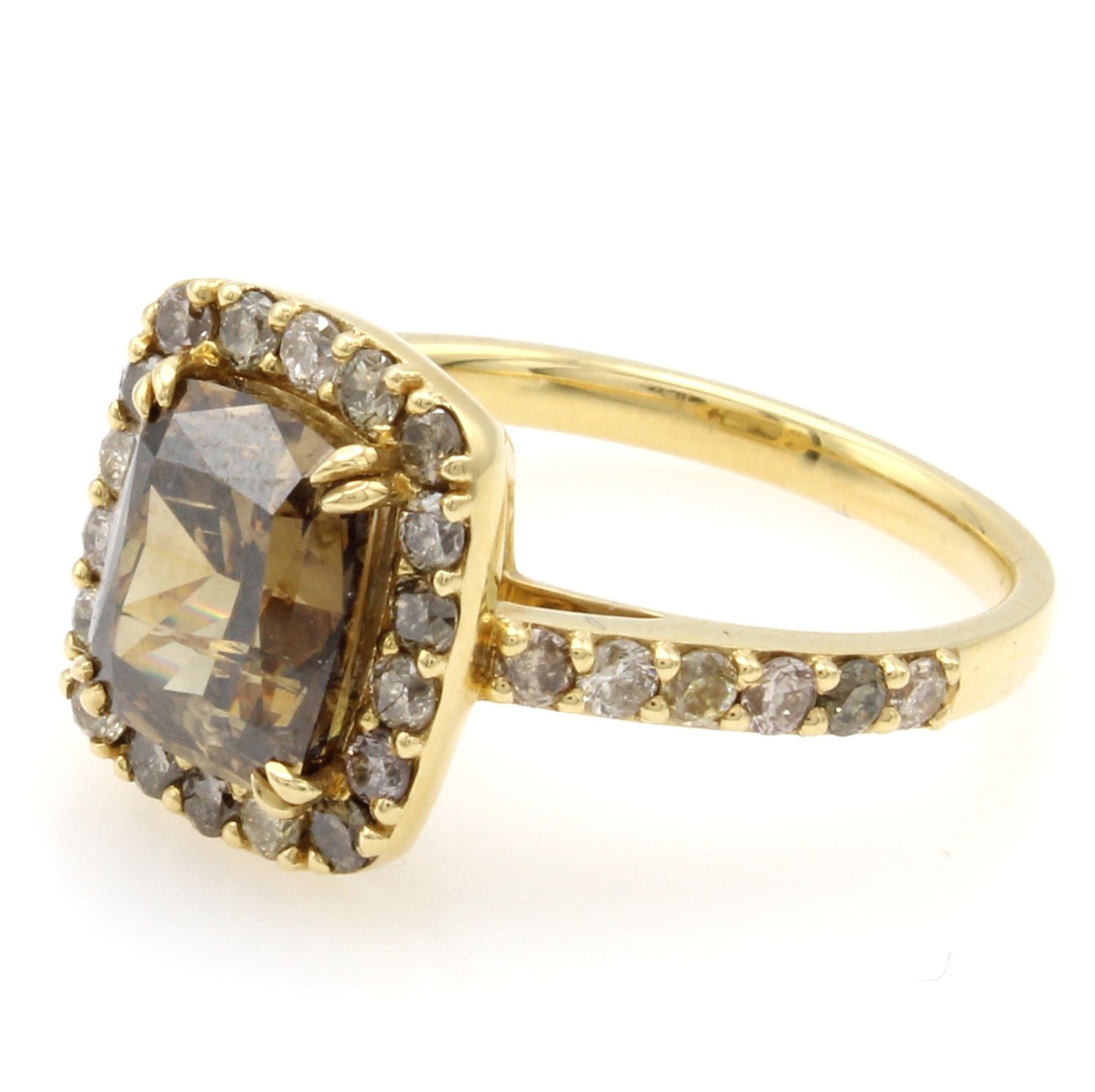Image 27121417 - Ring mit Diamanten, GG 750/000, 31 Diam. zus. ca. 4.03 ct Braun/si-p, RW ca. 55 ...