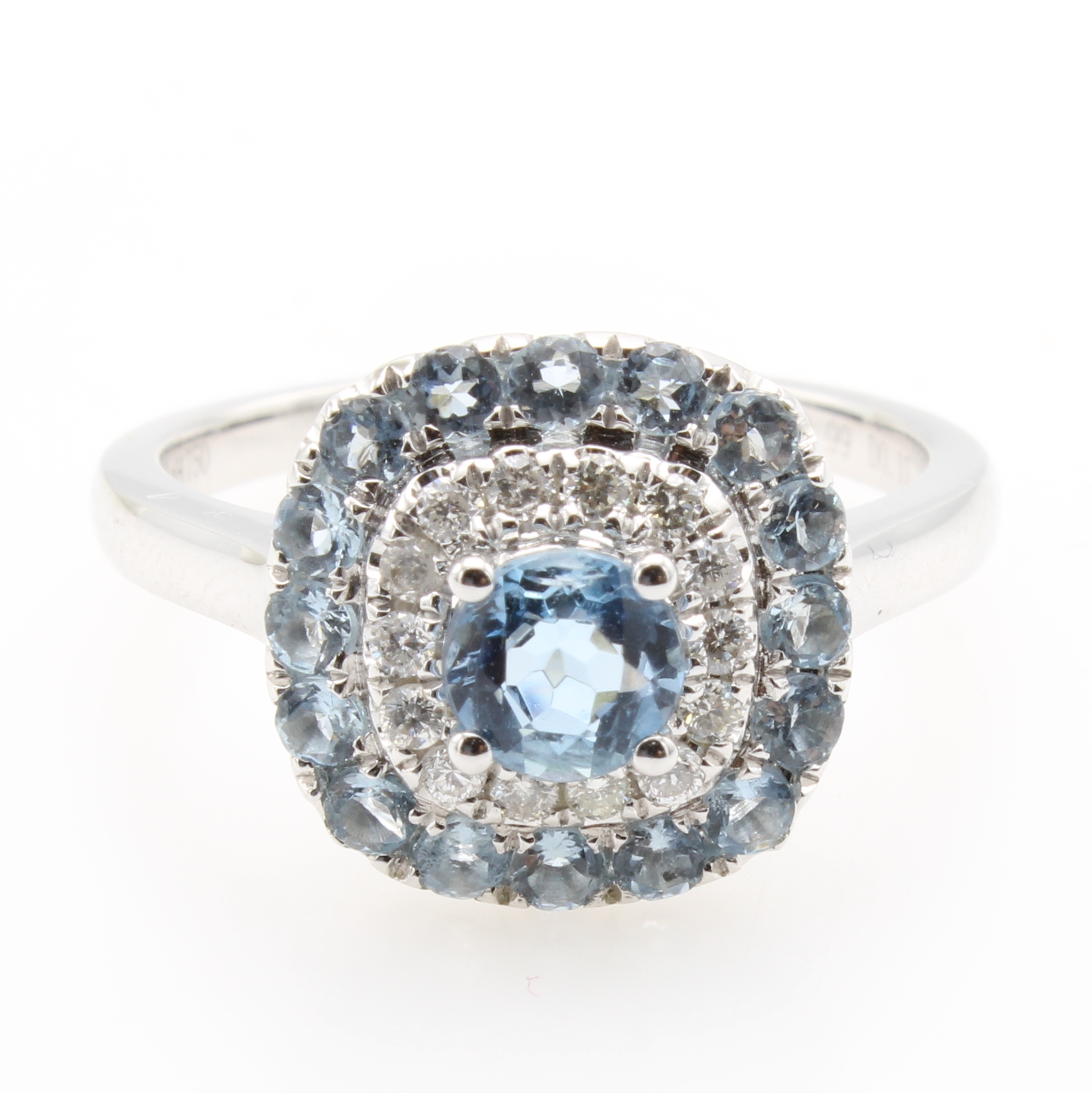 Image 27121423 - Ring mit Brillanten und Aquamarinen, WG 750/000, 1 Aquamarin ca. 0.48 ct u. 16 ...