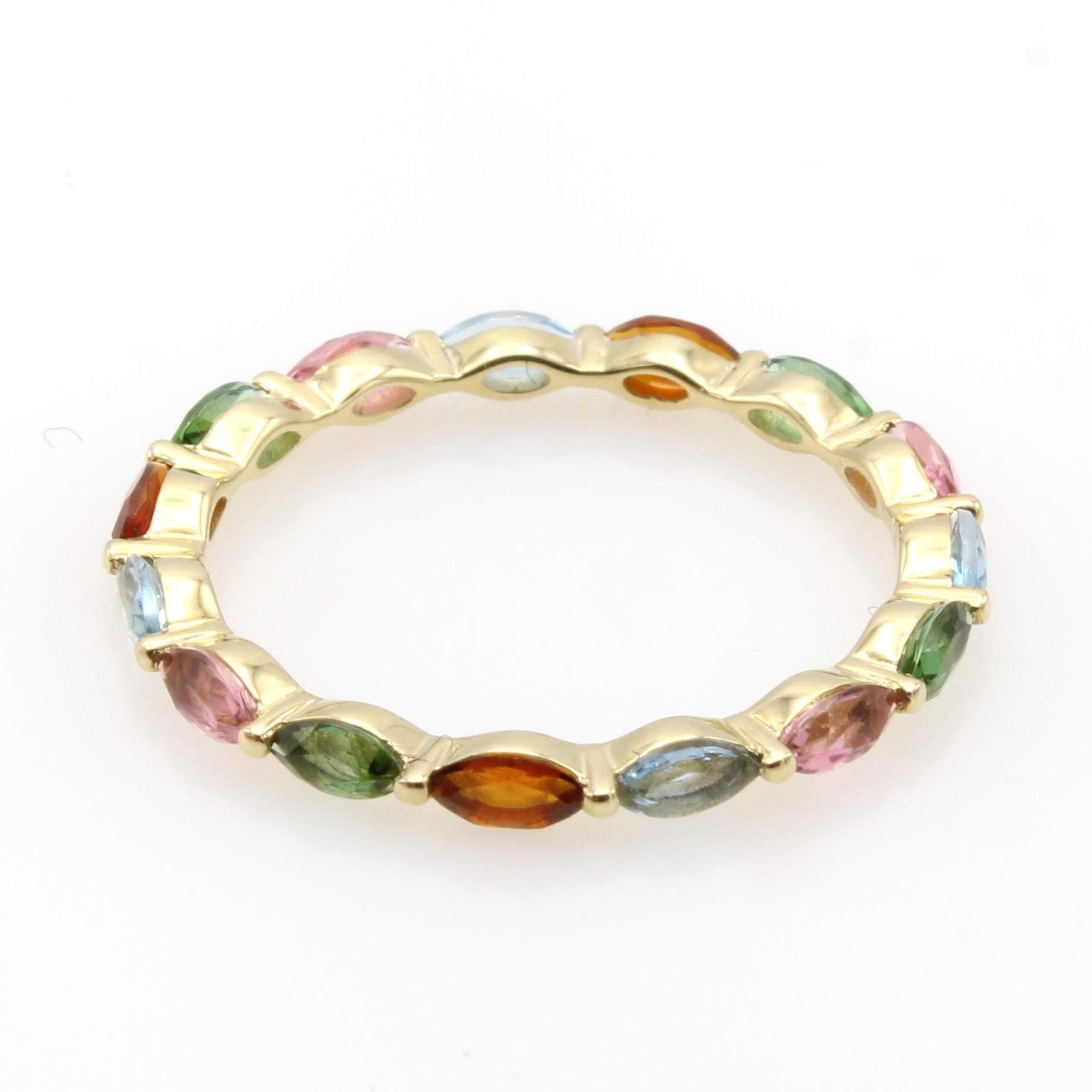 Image 27121438 - Ring mit Farbsteinen, GG 585/000, diverse Farbsteine zus. ca. 1.16 ct rundum bes., RW ...