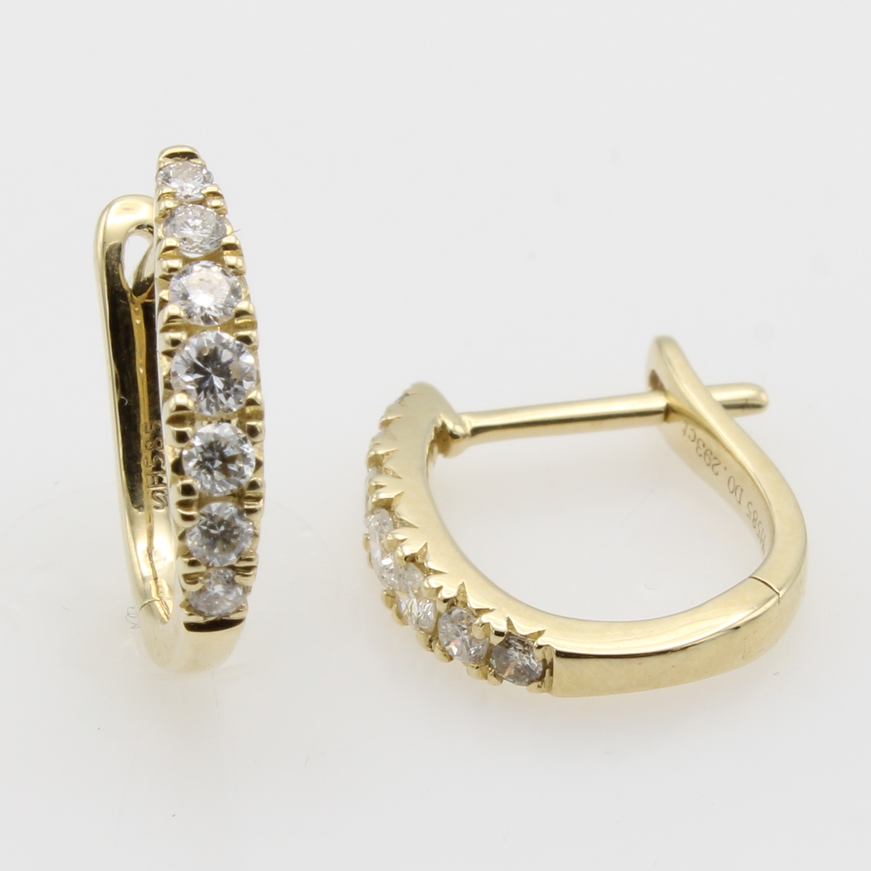Image 27121442 - Paar Klappcreolen mit Brillanten, GG 585/000, 14 Brill. zus. ca. 0.29 ct feines ...