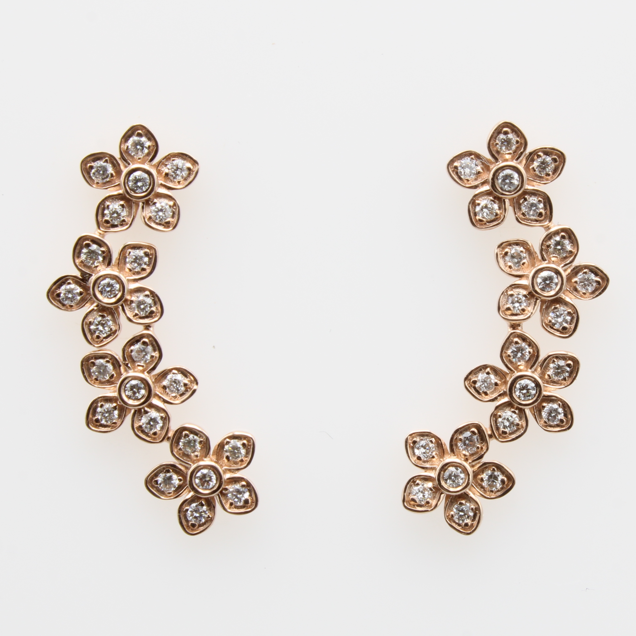 Image 27121451 - Paar Ohrstecker mit Brillanten, RoséG 585/ 000, 48 Brill. zus. ca. 0.32 ct feines ...