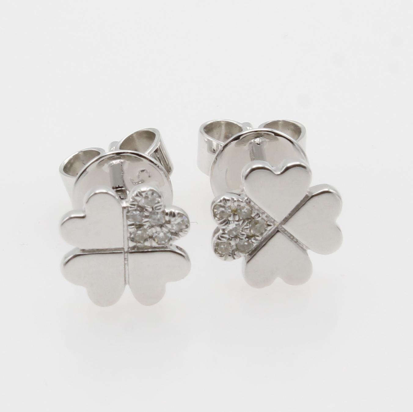 Image 27121455 - Paar Ohrstecker ´Kleeblatt´ mit Brillanten, WG 585/000, 12 Brill. zus. ca. 0.03 ct ...