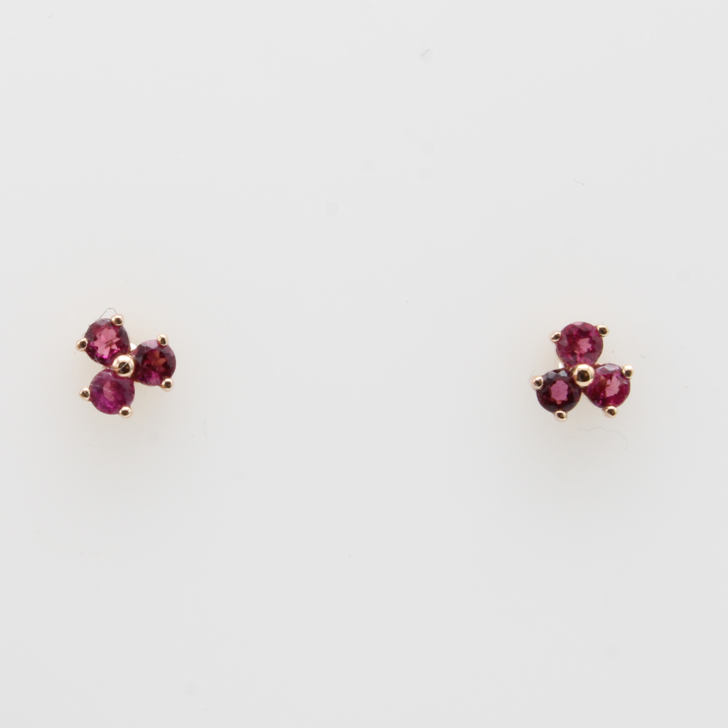 Image 27121461 - Paar Ohrstecker mit Turmalinen, RoséG 585/ 000, 6 Turmaline zus. ca. 0.19 ct ...