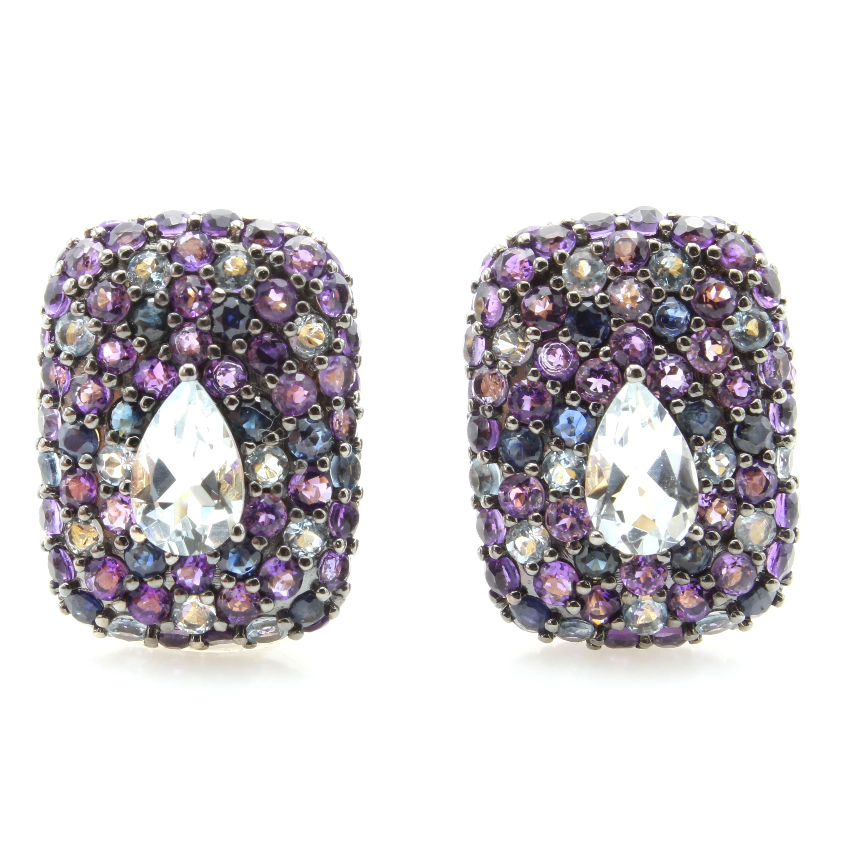 Image 27121465 - Paar Ohrstecker mit Farbsteinen, GG 585/000,128 Amethysten zus. ca. 4.49 ct, 42 ...
