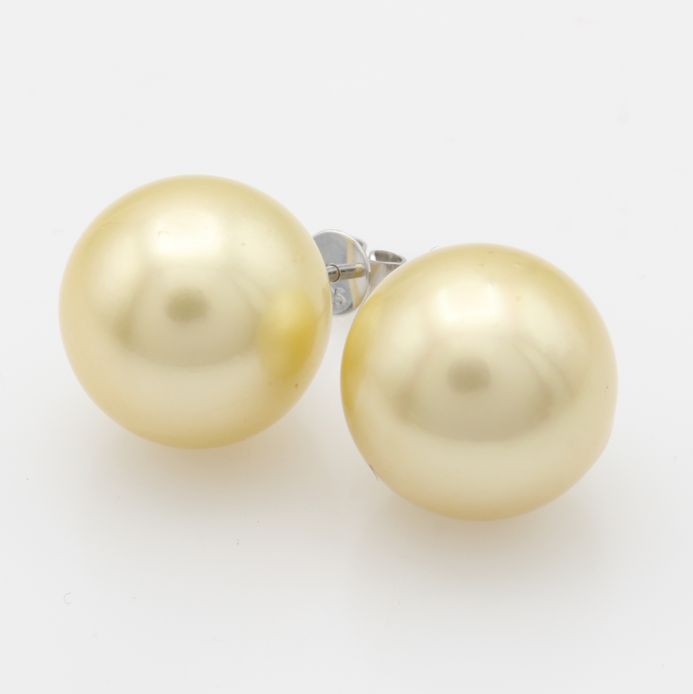 Image 27121468 - Paar Ohrstecker mit Südseezuchtperlen, WG 585/000, 2 champagnerf. Perlen, D. ca. 14.2 ...
