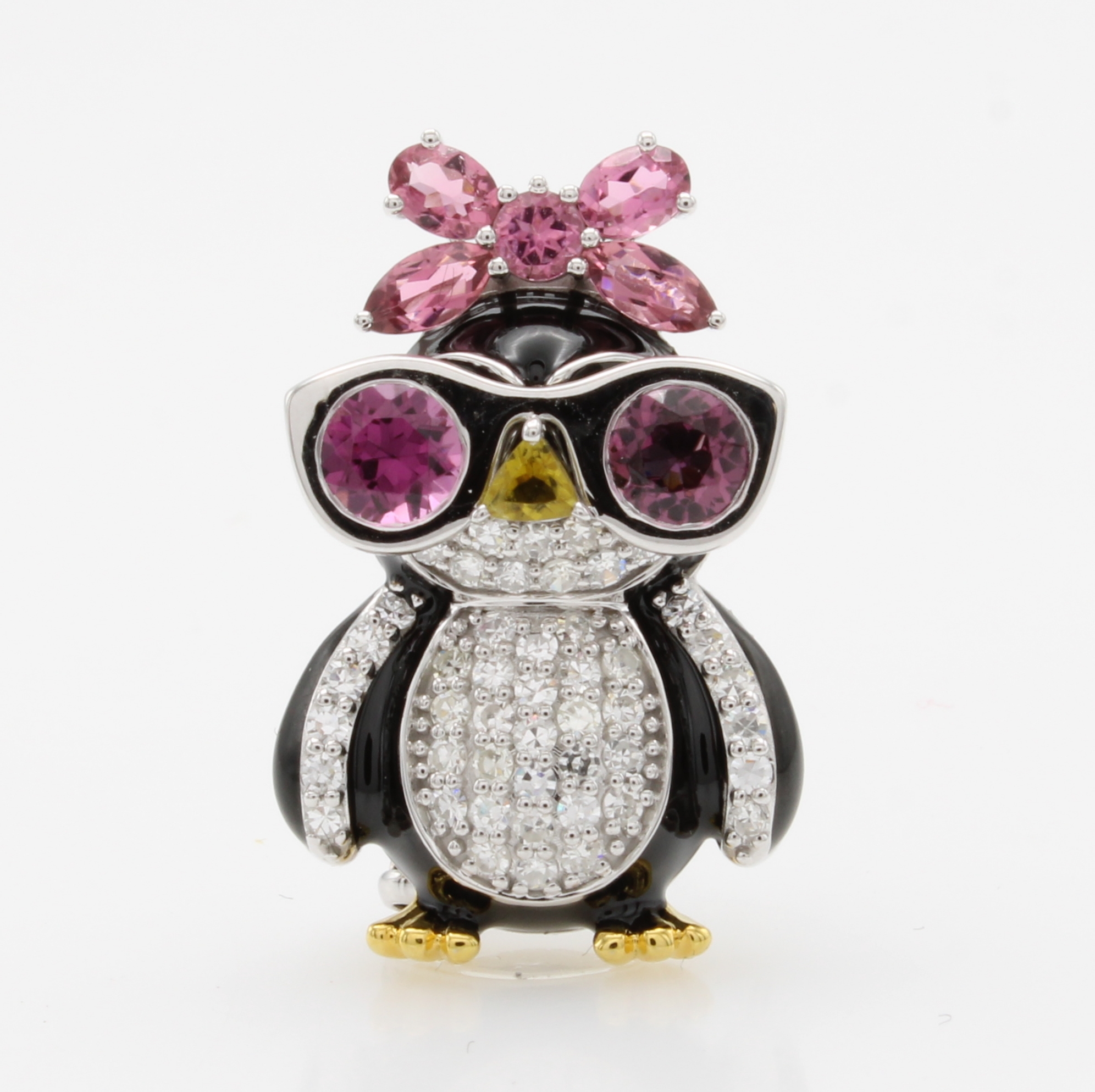 Image 27121472 - Anhänger/Brosche ´Pinguin´ mit Onyxen, Brillanten und Turmalinen, WG/GG 585/000, ...