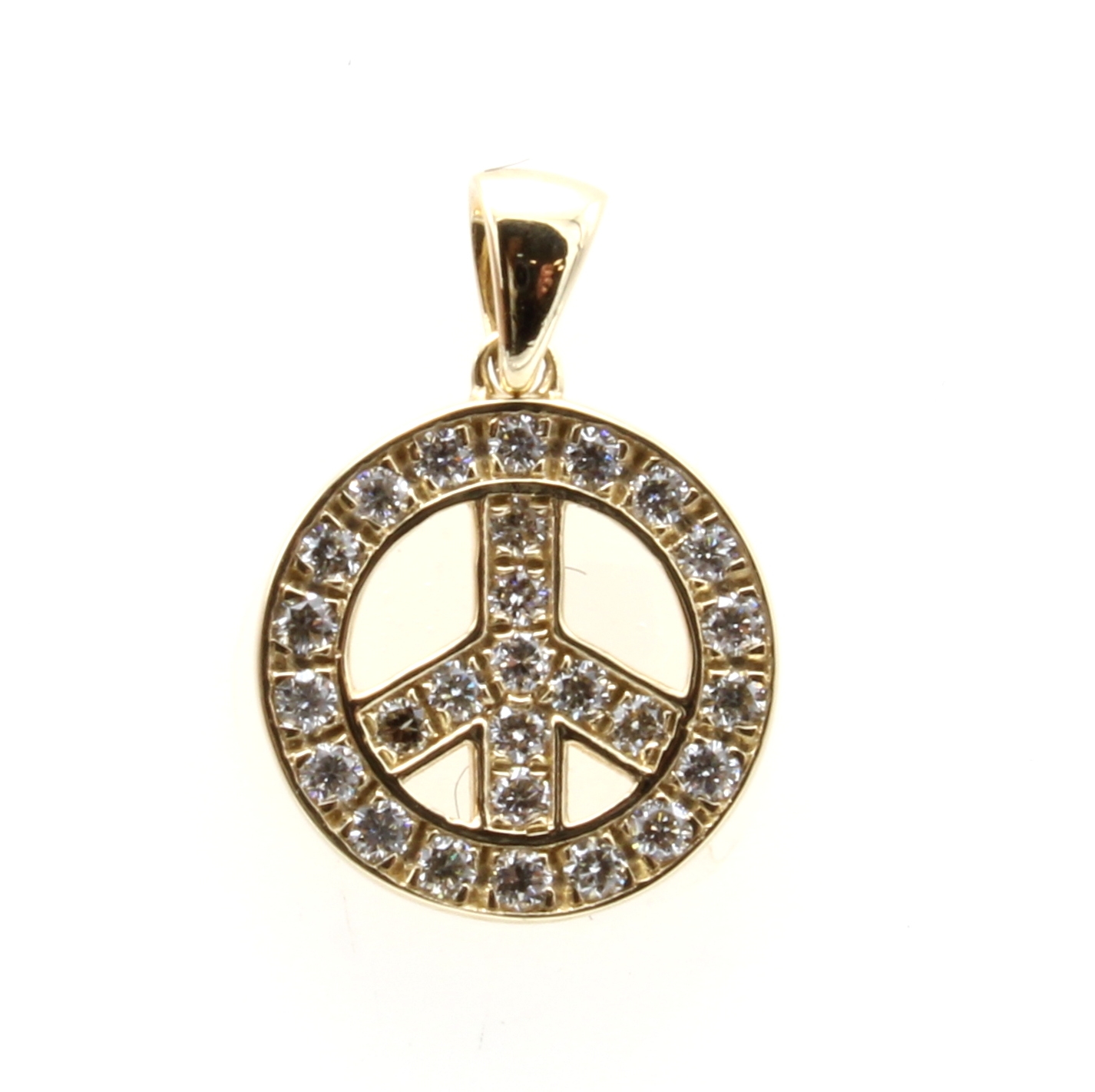 Image 27121476 - Kleine Anhänger ´Peace´ mit Brillanten, GG 585/000, 27 Brill. zus. ca. 0.16 ct ...