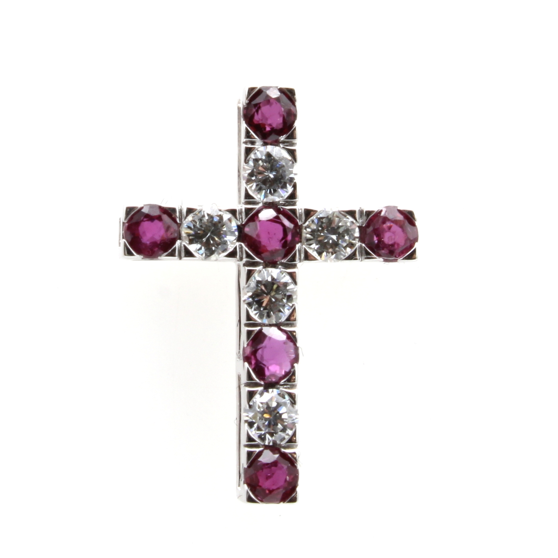 Image 27121480 - Kreuzanhänger mit Rubinen und Brillanten, WG585/000, 6 Rubine zus. ca. 0.72 ct, 5 ...
