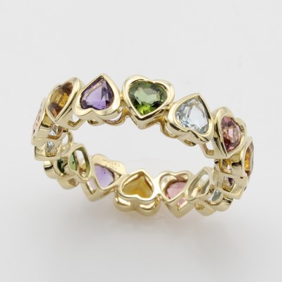 Image Ring mit Farbsteinen, GG 585/000, Aqua- marine, Amethyste, Turmaline u. Citrine zus. ca. ...