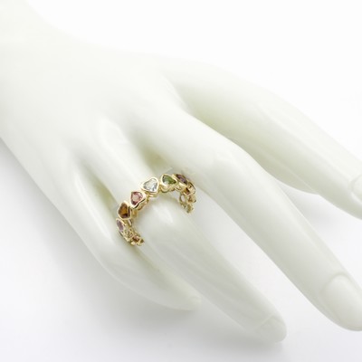 27121401a - Ring mit Farbsteinen, GG 585/000, Aqua- marine, Amethyste, Turmaline u. Citrine zus. ca. ...