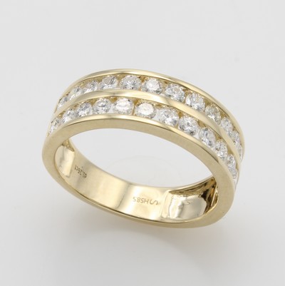 Image Ring mit Brillanten, GG 585/000, 28 Brill. zus. ca. 1.26 ct Weiß/vs-si in 2 Reihen ...
