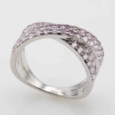 27121411a - Ring mit Saphiren, WG 750/000, 50 pinkfarb. Saphire überkreuzt gef. 1.27 ct, RW ca. 55 ...